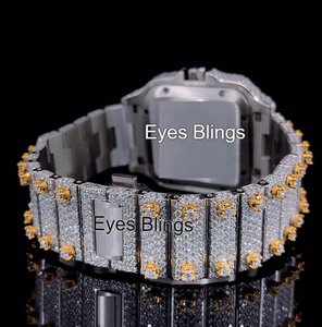 Montre mécanique de luxe de haute qualité en moissanite, cadran carré, bracelet en acier inoxydable, résistance à l'eau 3 ATM, alarme GPS, analogique pour homme - Product Image 2