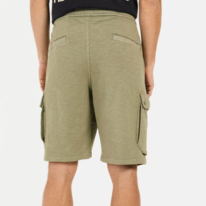 กางเกงขาสั้นคาร์โก้ผู้ชายไซส์ใหญ่ ผ้าไม่ยับ ปักโลโก้ด้านหน้า มีกระเป๋าหลายช่อง เหมาะสำหรับออกกำลังกาย วิ่ง หรือใส่ลำลอง มีเชือกผูกเอว - Product Image 2