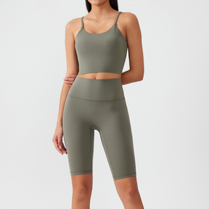 Women's High Quality Gym Fitness Sets Breathable Lightweight Sports <b>Bra</b> Leggings Solid Four-Way <b>Stretch</b> Yoga Fitness Elastic - Product Image 6