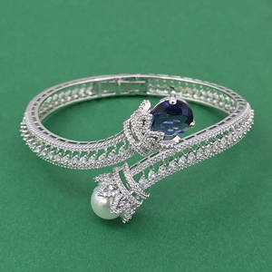 Artificial Fashion Jewellery Classic Cuff <b>Bracelets</b> with Cubic Zirconia Openable Kada Rhodium Plated Gift 443962 - Product Image 6