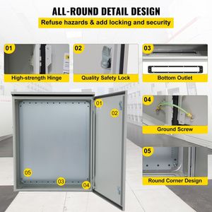 Armadio Elettrico da Esterno NEMA 4 IP65 Impermeabile e Antipolvere in Acciaio Laminato a Freddo 60x60x30 cm - Product Image 4