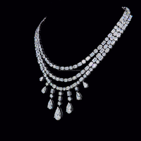 Collier de mariée de luxe en or blanc 14 carats, haute joaillerie, multi-rangs, émeraude et diamant de laboratoire taille ronde, colliers à perles tendance