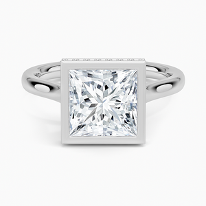Bague SOJ 024 en argent 925, coupe princesse, avec halo caché Luna, pour fiançailles et mariage, moissanite 2 carats couleur D VVS1 certifiée GRA, prix bas - Product Image 1