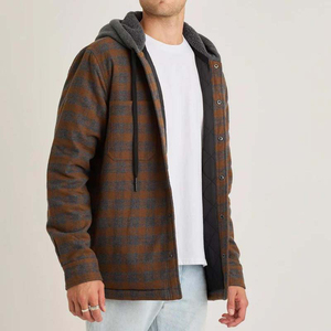 Wholesale Streetwear <b>Flannel</b> Shirt <b>Jacket</b> Long Sleeve Plaid Polyester Lined Breathable - Product Image 4