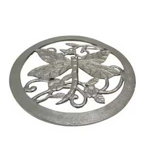 Round Cast Iron Hen Rooster <b>Trivet</b> Abstract Hollow Pattern Black Hot Pad Heat Resistant Kitchen Counter Pot Coaster Stand - Product Image 3