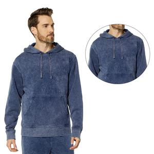 Hot <b>Sale</b> High Quality Acid Wash Hoodie 100% Cotton Acid Wash Embroidery <b>Spring</b> Hooded Pullover for Men Solid Pattern - Product Image 4