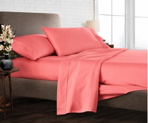 Juego de Sábanas de Algodón Coral de 300 Hilos, Tamaño King, Ropa de Cama de Lujo, Sábana Ajustable con Bolsillo Profundo, Textil para el Hogar de Calidad Hotelera - Product Image 1