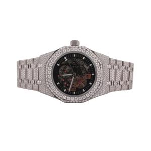 Atractivo Reloj de Pulsera de Lujo Personalizado con Diamantes de Moissanita de Corte Redondo, Estilo Hip Hop, de Acero Inoxidable para Hombre, de la India - Product Image 1