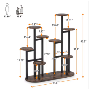 Multi Tier Wooden Metal Plant <b>Stand</b> Indoor Outdoor Flower <b>Pot</b> Display Shelf for Home Garden Balcony Decor - Product Image 3