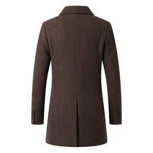 Vente directe usine – Manteau homme coupe ajustée en tissu chaud, longueur genou, couleur personnalisable, fermeture boutonnée, col à revers cranté - Product Image 2
