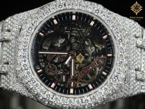 นาฬิกาข้อมือ Pahal Jewels รุ่นลิมิเต็ดอิดิชั่น ดีไซน์สปอร์ตหรูหรา สำหรับทั้งชายและหญิง ขนาด 40 มม. ตัวเรือนสแตนเลสสตีล หน้าปัดประดับเพชร โครงกระดูก ขนาดสาย 16 มม. - Product Image 5
