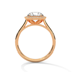 Cadeaux d'anniversaire au design élégant pour femmes, bague en or rose 14 carats de qualité supérieure avec diamant de laboratoire taille ronde et bande pavée latérale - Product Image 2