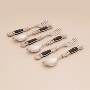 Juego de Cubiertos Clásicos de Metal con Mangos Negros, Acabado Espejo, Aptos para Lavavajillas, Cubiertos para Bodas - Product Image 4