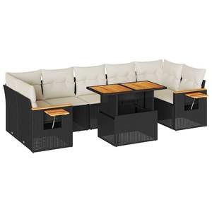 Conjunto de Sofás Modulares Grandes de Ratán PE Negro para Jardín, Muebles de Patio con Elegante Modularidad - Product Image 2