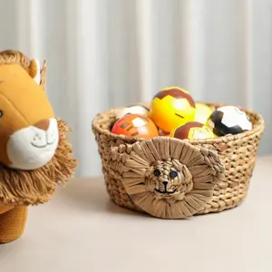 Gorgeous Handmade Water Hyacinth Lion Shape Storage Basket Wicker Animal Design Organizer <b>Bin</b> For Kids Toy Nursery Kid Playroom - Product Image 3
