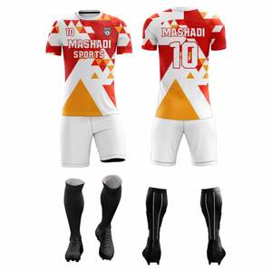 Conjuntos de Uniformes de Fútbol con Diseño Multicolor y Texturizado, Pantalones Cortos Transpirables que Absorben la Humedad, Ropa Deportiva con Logotipo Personalizado para Clubes y Equipos, Venta al Por Mayor - Product Image 1