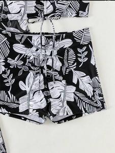 Women’s Tropical <b>Leaf</b> Print 3-Piece Swimwear Set with Cover-Up - Product Image 6