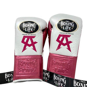 Gants de boxe professionnels No Boxing No Life Canelo blancs, rouges et verts en cuir de vache véritable, unisexes, style mexicain, à lacets - Product Image 6
