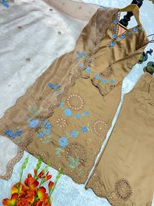 New Designer Party Wear <b>Top</b> And Pant Plazzo With Fancy Duppata And Embroidery Work - Product Image 5