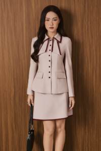 Two-Piece <b>Set</b> - Feminine Office Style KS56 <b>Set</b> Double Layer Collar Elegant Modern Lady Women Twill <b>Blazer</b> & Skirt Daily Wear - Product Image 5