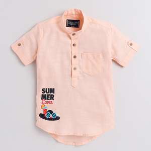 ลายพิมพ์ครึ่งแขนสั้น kurta ฤดูร้อนคนรัก-พีช - Product Image 1