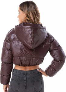 Blouson court matelassé pour femme, chaud, à manches longues, tendance, avec capuche, prix avantageux, soldes - Product Image 2