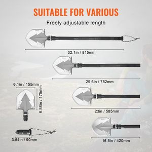 Strumento da campeggio multiutensile portatile compatto 11 in 1 per la pala di sopravvivenza - Product Image 3