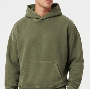Conjunto Deportivo para Hombre, Sudadera con Capucha y Pantalones Deportivos 100% Algodón, Sudadera con Hombros Caídos y Pantalones Deportivos Rectos con Corte Acampanado, Conjunto de Dos Piezas - Product Image 6