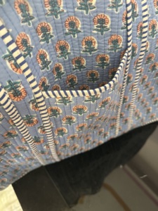 Bolsa de Mano de Algodón con Estampado Floral Azul, Diseño de Paneles, Parte Superior Abierta, para Todas las Temporadas, Estilo Bohemio - Product Image 3