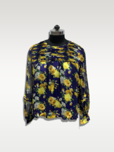 Vestido Casual de Gasa con Estampado Floral, Manga Larga, Cuello Redondo, Plisado, para Uso Diario en Primavera - Product Image 1
