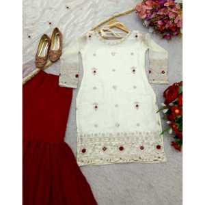 Women's Beautiful Party Wear Top-<b>Sharara</b> and Fancy Dupatta Set - Product Image 5