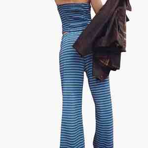 New Arrival Women Striped Tube Top And Wide Leg Pants <b>Set</b> Loose Fit Cotton Casual Spring Summer 2 <b>Piece</b> Lounge Wear <b>Sets</b> Women - Product Image 2