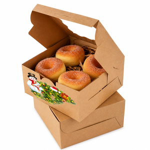 Bakery <b>Boxes</b> With Window Kraft Paper Food Packaging Container Disposable Foldable Biscuit Chocolate Cake Packing <b>Boxes</b> - Product Image 2