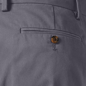 Pantalon chino gris coupe droite pour homme, poids moyen, infroissable, devant plat, style décontracté, braguette boutonnée - Product Image 5