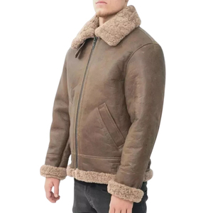 Men's Thick Sheepskin Lamb <b>Fur</b> Shearling Leather Shearing Waterproof Hooded Jacket <b>Fur</b> Lining Heated Winter Men Shearling Jacket - Product Image 3