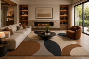 Tapis en laine tufté à la main abstrait moderne, tapis géométrique de luxe contemporain pour salon et chambre, taille personnalisée - Product Image 2