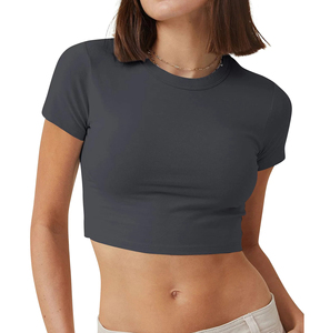 2026 Unisex Slim <b>Fit</b> <b>Crop</b> Top <b>T</b>-<b>Shirt</b> Breathable Eco-Friendly Cotton Solid Color Short Sleeve Summer - Product Image 6