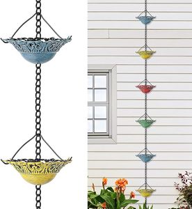 Chaîne de pluie décorative en fer forgé au design tendance pour balcon, drainage de l'eau de pluie et affichage extérieur rustique - Product Image 3