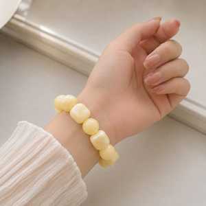 Handmade Resin Bangle Chunky Geometric Beaded Artistic Modern Color Block Stretch Bracelet Women Jewelry - Product Image 6
