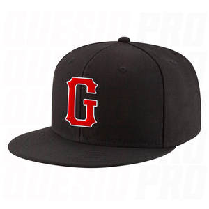 Casquette de baseball structurée unisexe personnalisée noire, rouge et blanche, brodée, ajustable, style streetwear, visière plate, mode hip-hop - Product Image 1