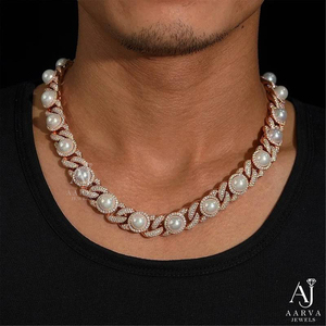 สร้อยคอคิวบาฮิปฮอปชุบทองคำขาว 10k/18k ประดับมุกและมอสซาไนต์ ดีไซน์แบบ Iced Out สำหรับผู้ชายและผู้หญิง เหมาะเป็นของขวัญสำหรับงานปาร์ตี้ - Product Image 3