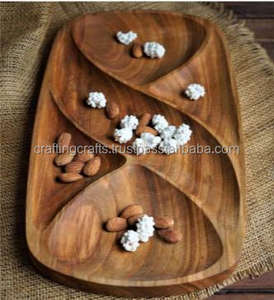 Bandeja de Madera Natural Hecha a Mano en Oferta, Artesanía de Madera de Saharanpur de la India en Venta - Product Image 3