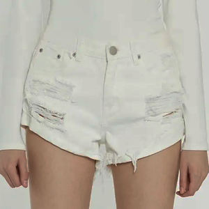 Pantalones Cortos de Lona Blancos de Cintura Alta para Hombre, Estilo Casual con Botones, Transpirables, de Color Sólido, Estilo Denim - Product Image 1