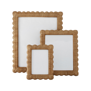 Rustic Green Rattan UV <b>Printed</b> Eco-Friendly Scalloped Wicker Photo <b>Frame</b> Tabletop Desktop Art Holder for Living Room Bedroom - Product Image 4