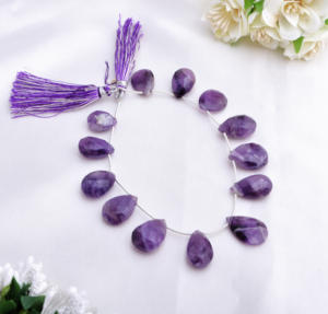 Collar de cuentas de amatista natural facetada en forma de almendra de 178.00 quilates, piedra preciosa. - Product Image 4