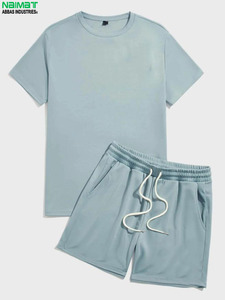 Ensemble short et haut pour homme Naimat Abbas Industries, couleur unie, style décontracté avec cordon de serrage à la taille - Product Image 6