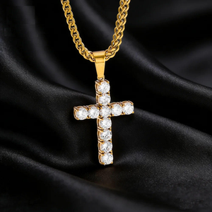 Collier pendentif croix en argent 925 pour homme avec diamants Moissanite multicolores, bijoux de luxe - Product Image 1