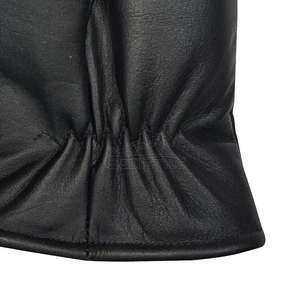 Mitaines d'hiver en cuir noir avec doublure en fourrure de mouton, taille personnalisée, chaudes, longueur au poignet, style uni, usage quotidien, gants pour temps froid - Product Image 4