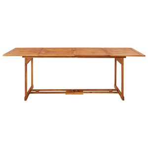 Table à manger en bois d'acacia massif avec finition huilée, table d'extérieur en bois naturel - Product Image 2