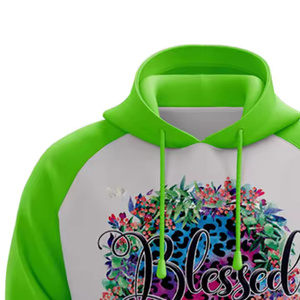 Sudadera con Capucha Estampada Floral Blessed, Unisex, Manga Raglán, Verde y Blanco, Estilo Casual de Primavera, Corte Regular, Diseño con Logotipo Frontal - Product Image 4